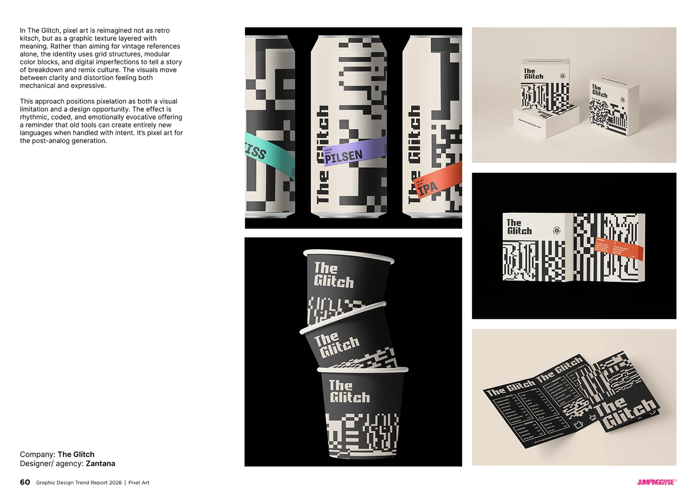 Playful pixel art composition used as a modular branding element