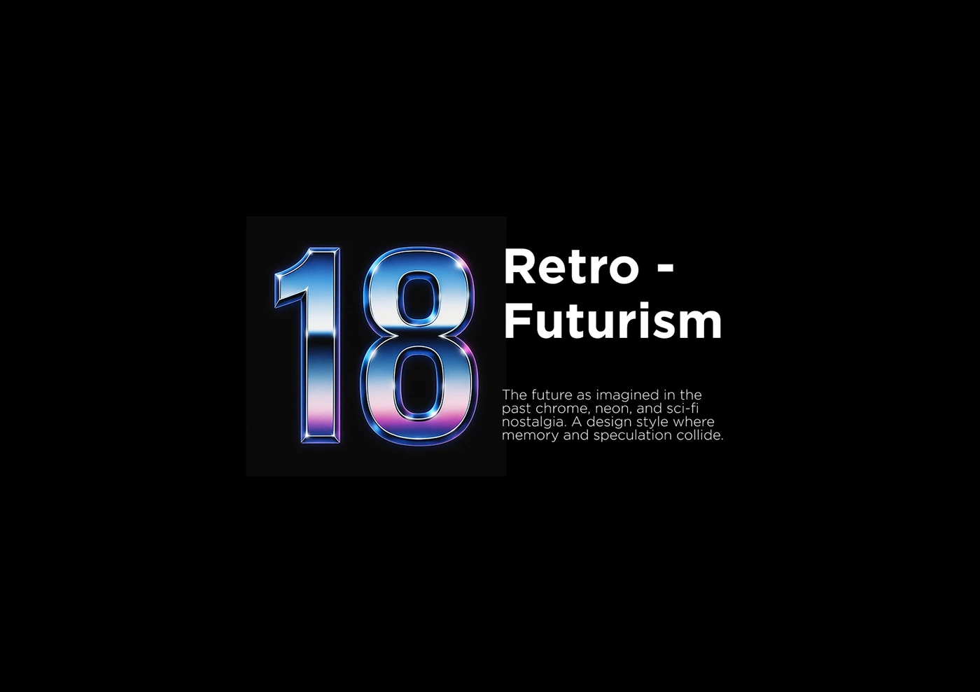 Retro futurism graphic design with chrome textures and futuristic typography