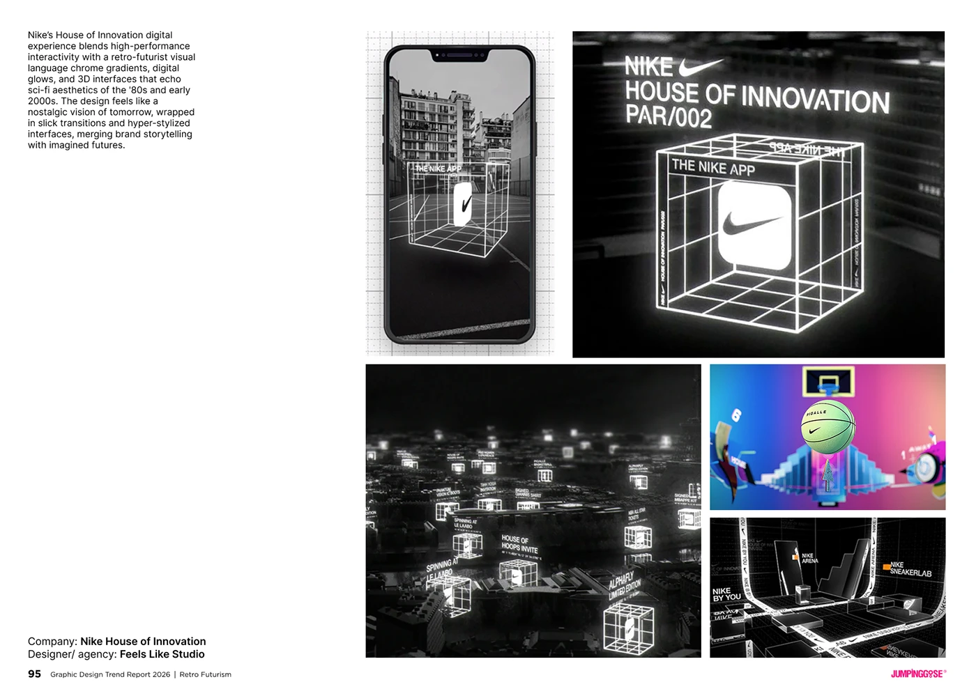 Graphic composition blending vintage futurism with modern digital styling