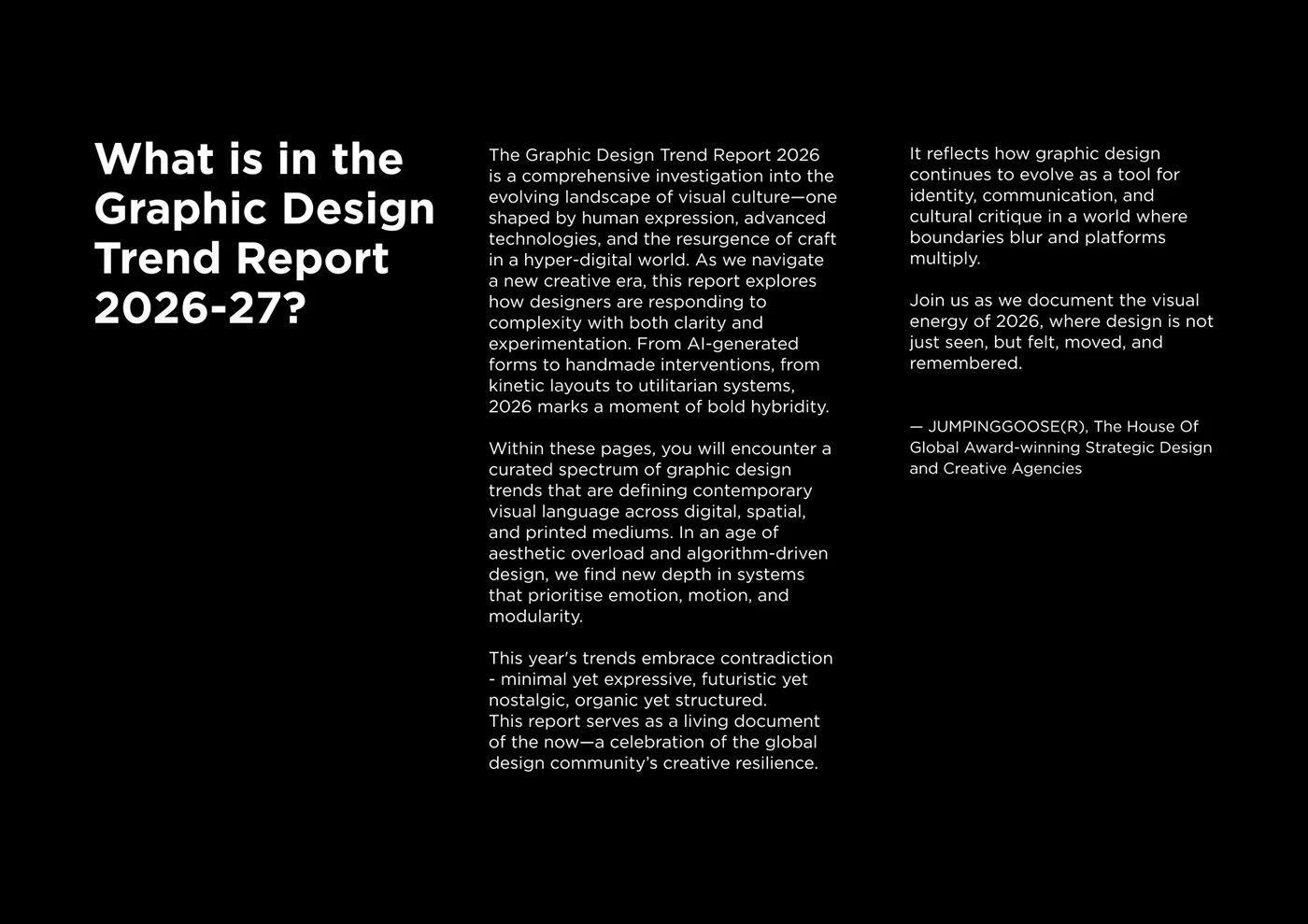 Overview page showing what is included in the Graphic Design Trends 2026 report