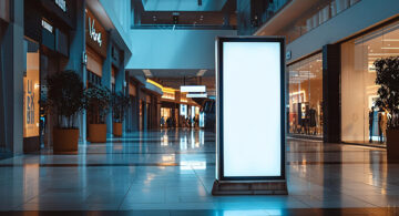 Digital signage display inside a modern shopping mall