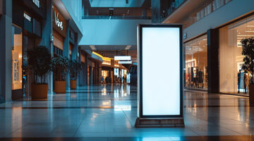 Digital signage display inside a modern shopping mall