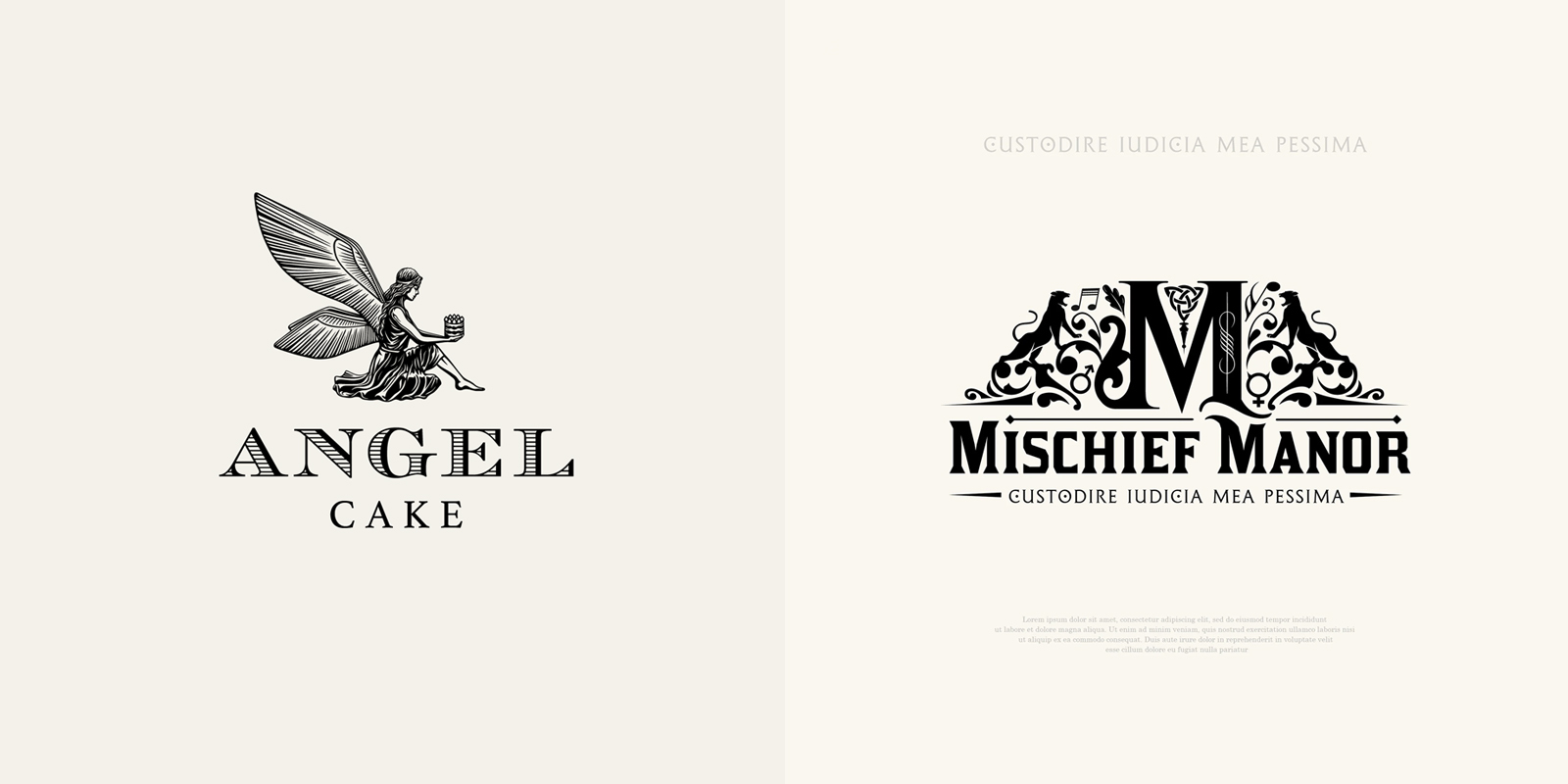 Story driven gothic logo design example showing ornate typography and heritage inspired emblem styling