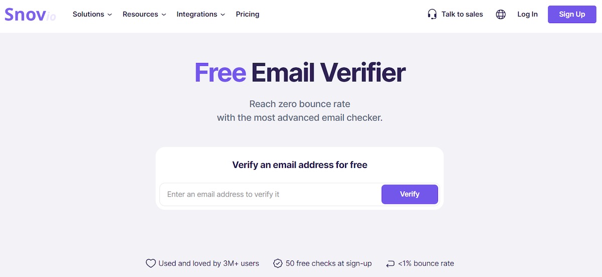 Snov.io free email verifier interface for validating email addresses 