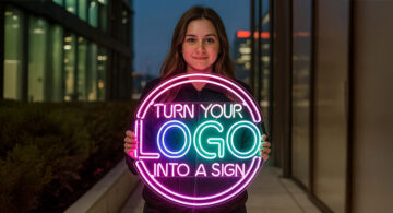 Why US Buyers Prefer Custom Neon Signs Online Person holding a colorful custom neon sign design