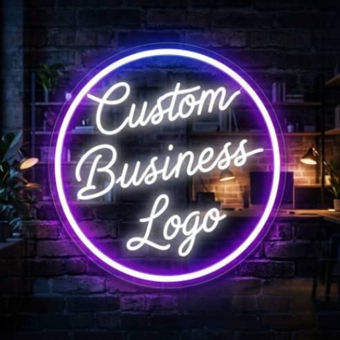 Custom Neon Signs for Business Branding Custom neon business logo sign glowing in a modern interior