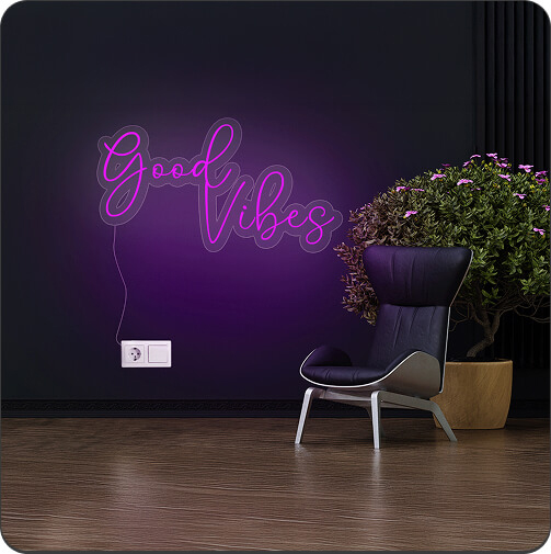 Good Vibes Custom Neon Sign Room Decor Good vibes custom neon sign lighting up a stylish room
