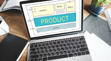 Human-centered design UI wireframe for digital product layout on laptop
