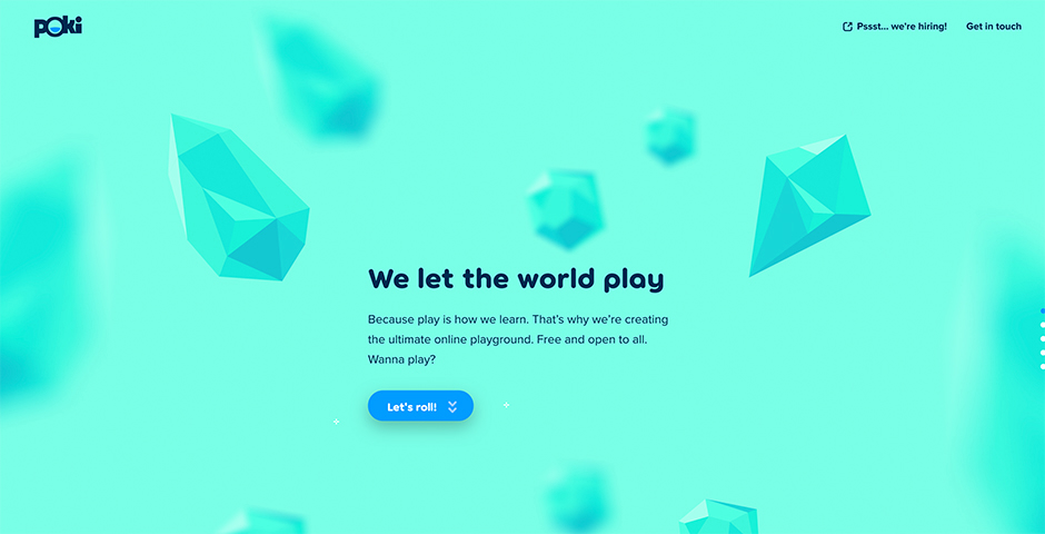 Poki company website playful web design example