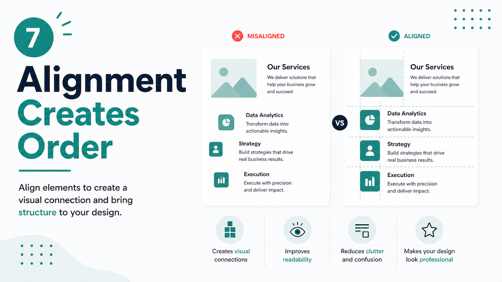 aligned vs misaligned presentation layout example