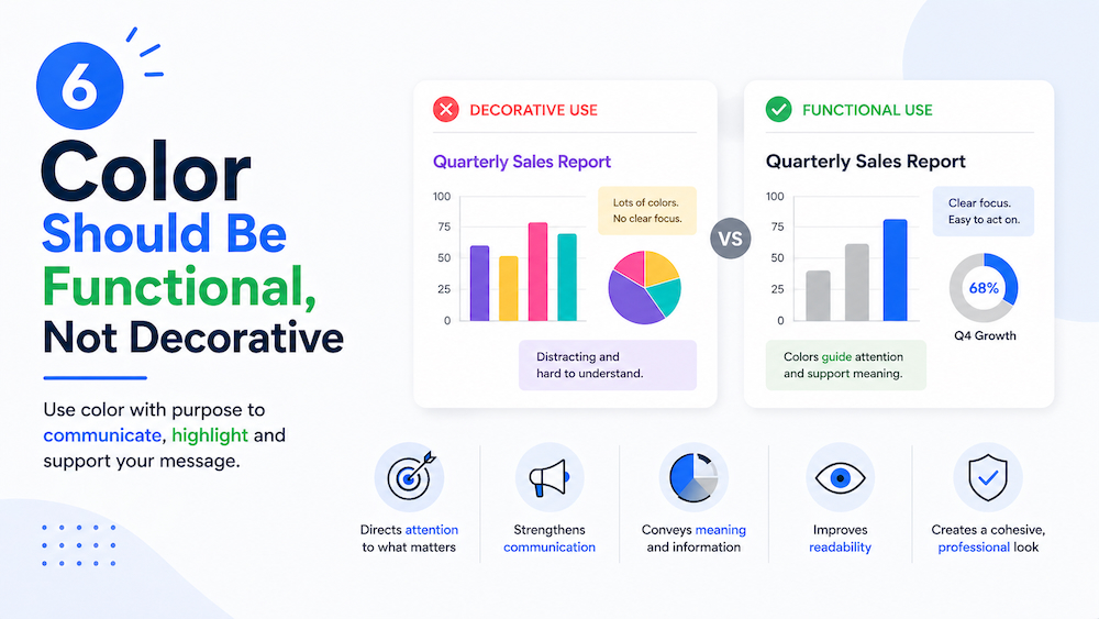 functional vs decorative use of color in slides