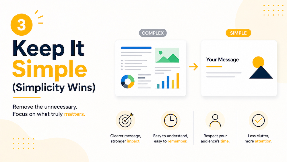 simple vs complex presentation slide design comparison