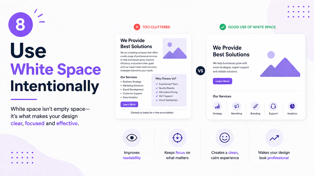 good use of white space vs cluttered slide design