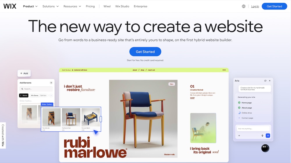 website builder interface showing how to create a website with Wix