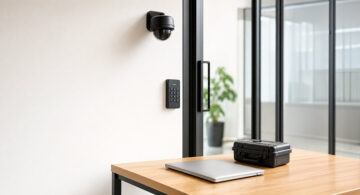 Creative agency studio protected by security monitoring and access control