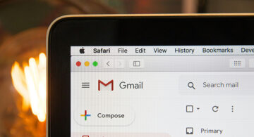 Email inbox displayed on a laptop screen