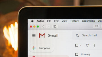 Email inbox displayed on a laptop screen