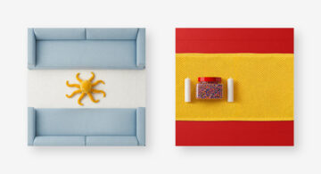 IKEA products styled as the Argentina and Spain flags for the 2026 World Cup final, from IKEA Canada's Assemble the World campaign