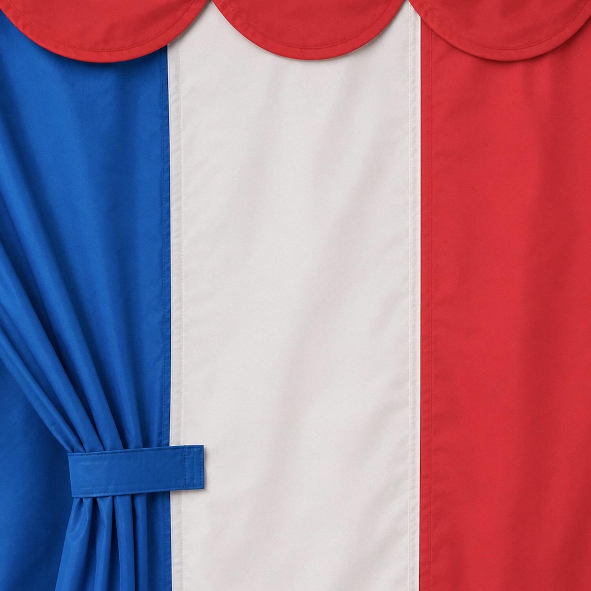 France flag recreated with blue, white and red curtains using IKEA textiles