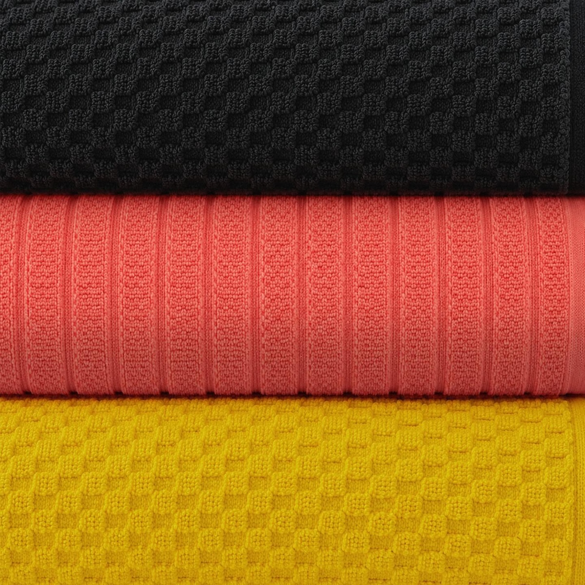 Germany flag recreated with stacked black, red and yellow towels using IKEA products