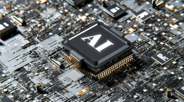 AI chip on a circuit board illustrating AI agent architecture