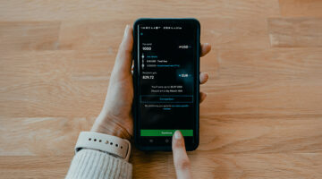 Digital banking app interface showing money transfer UX and typography
