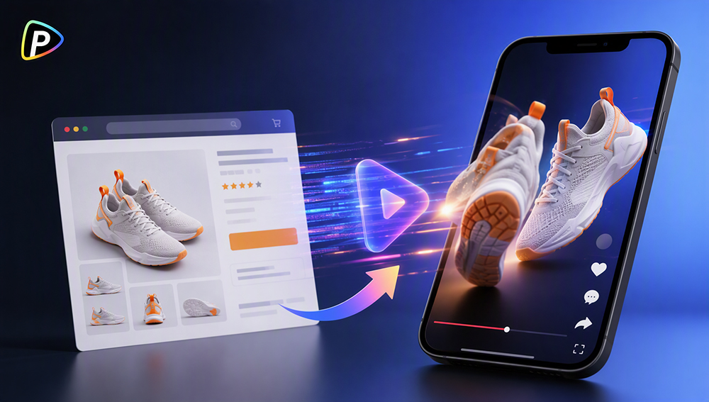 Turn Product Listings Into Video Ads Ecommerce product listing converted into a video ad
