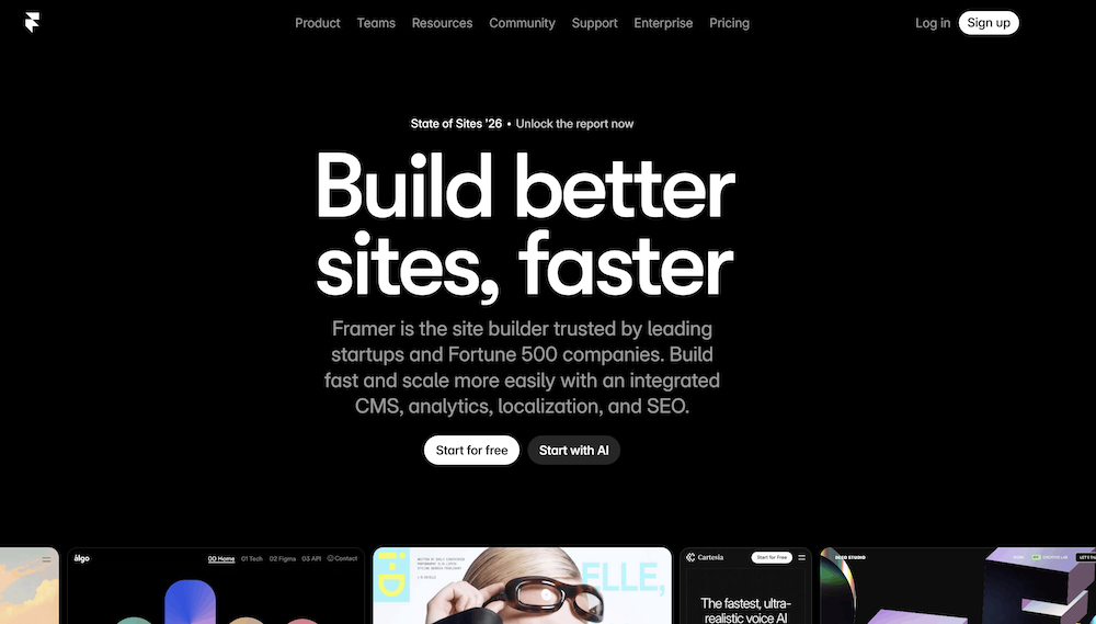 Framer AI website design and website building platform