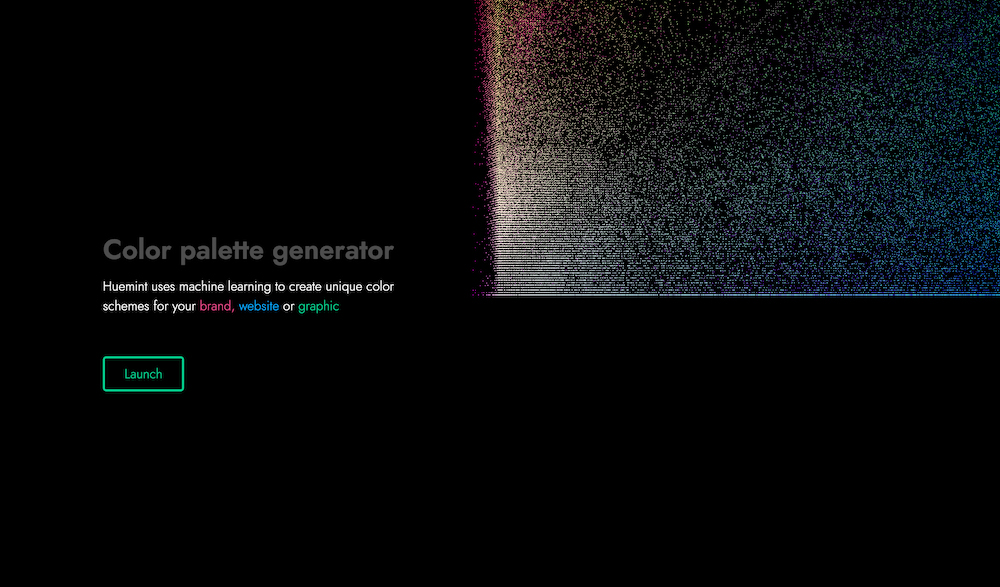 Huemint AI color palette generator homepage