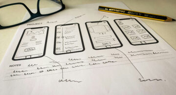 How Long Does It Take to Develop an App? Templates vs Building From Scratch Mobile app wireframe sketches showing the app design and development process using templates or building from scratch