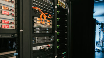 Server racks in a data center representing affordable Node.js hosting for students and portfolio projects